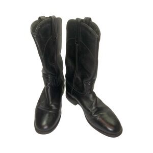 Dan Post‎ Women's Black Leather Cowboy Boots Western Pull On Style Roper Size 7